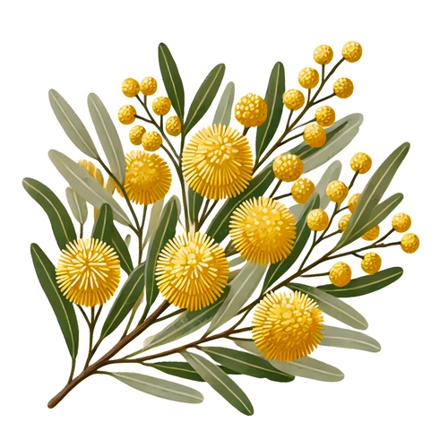 Golden wattle native Australian flower vinyl sticker floating preview